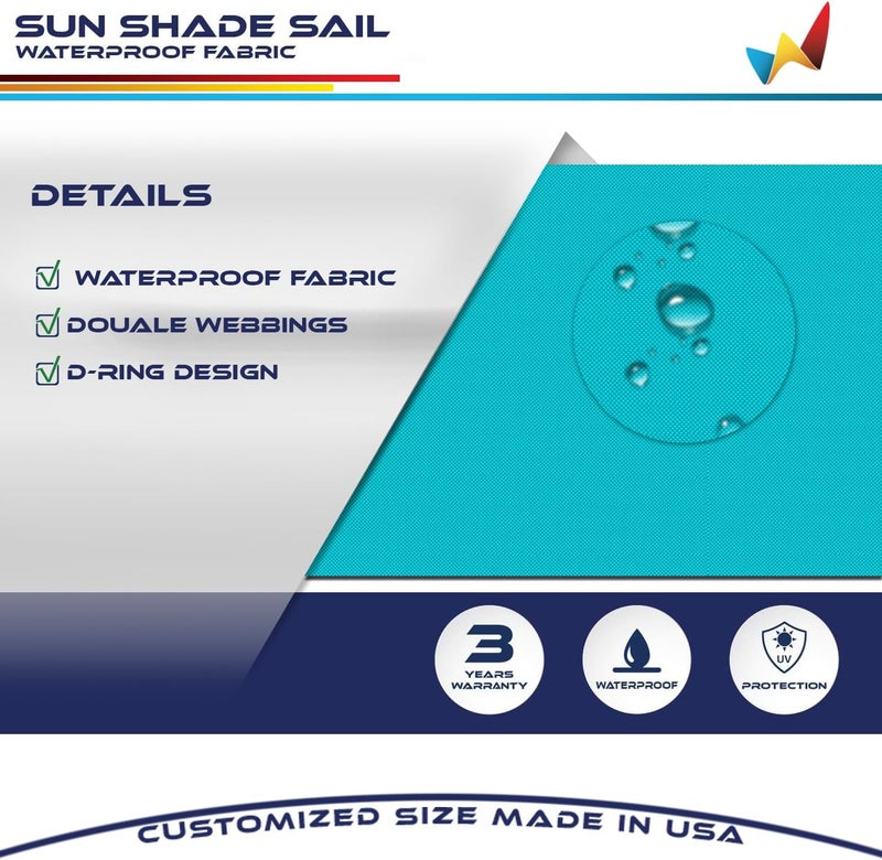 Windscreen4less 12'x12'x17' Waterproof Sun Shade Sail Right Triangle Shade Canopy Cover UV Block for Backyard Patio Deck Balcony Pergola Garden (Turquoise) - Image 3